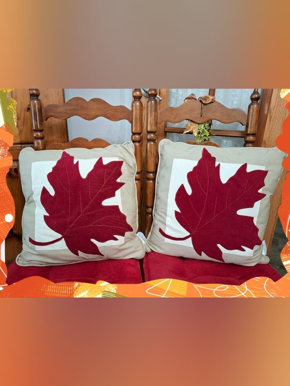 Set of 2 Kohl's “Fall Harvest Throw Pillows Collection” Maple Leaf